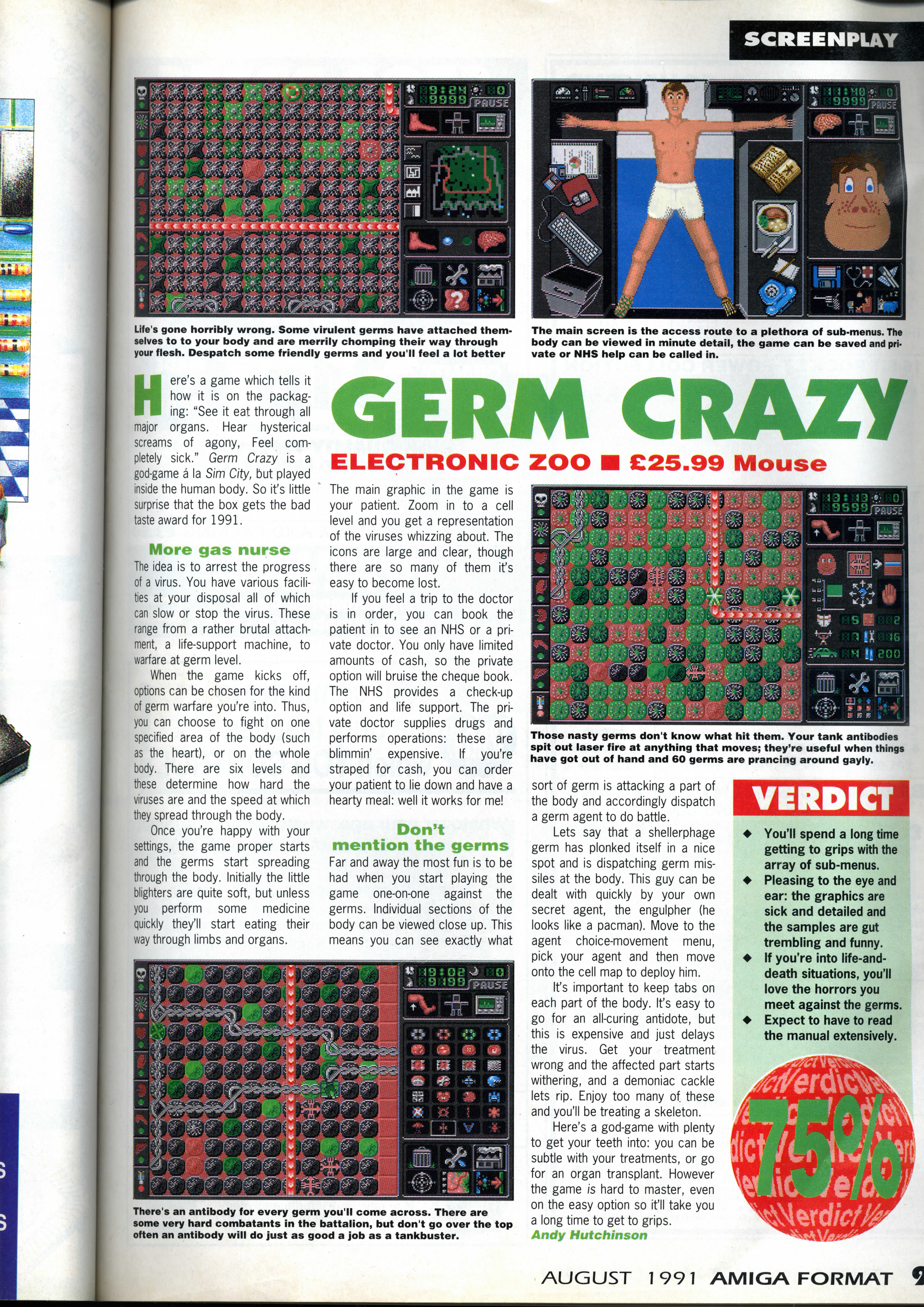 Germ Crazy Review - Amiga Format August 1991